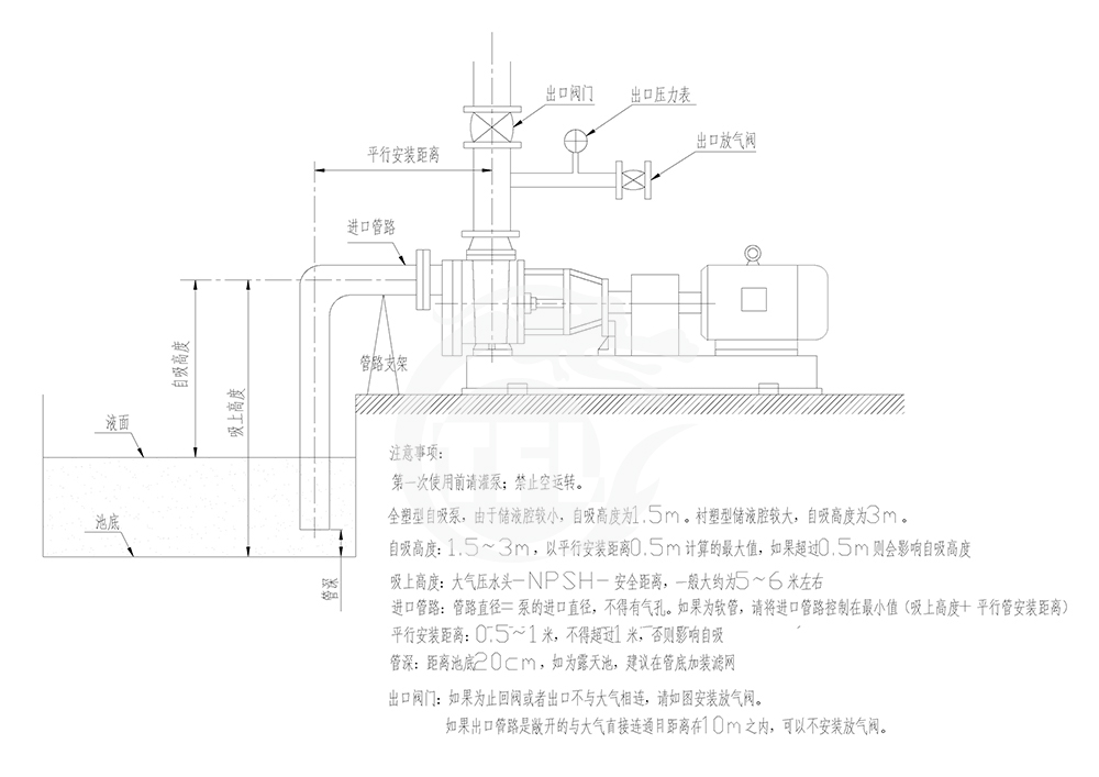 氟塑料自吸泵安装指南