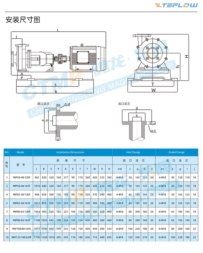 mip衬塑料浆泵安装尺寸图